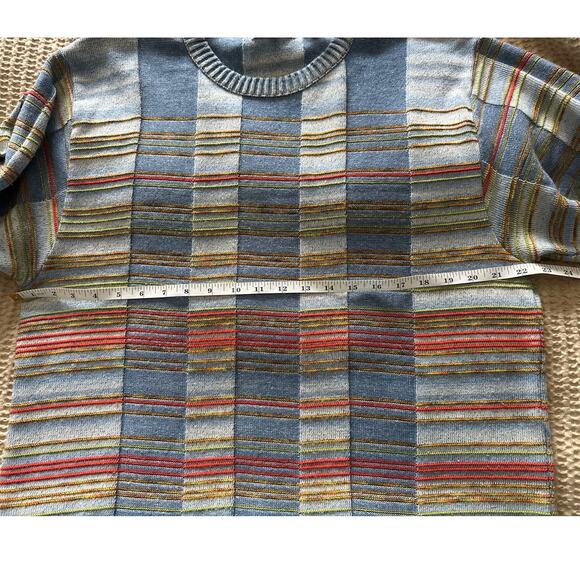 Vintage Norm Thompson Made Italy XL Striped Cotton Acrylic Knit Sweater Pullover - Picture 4 of 5